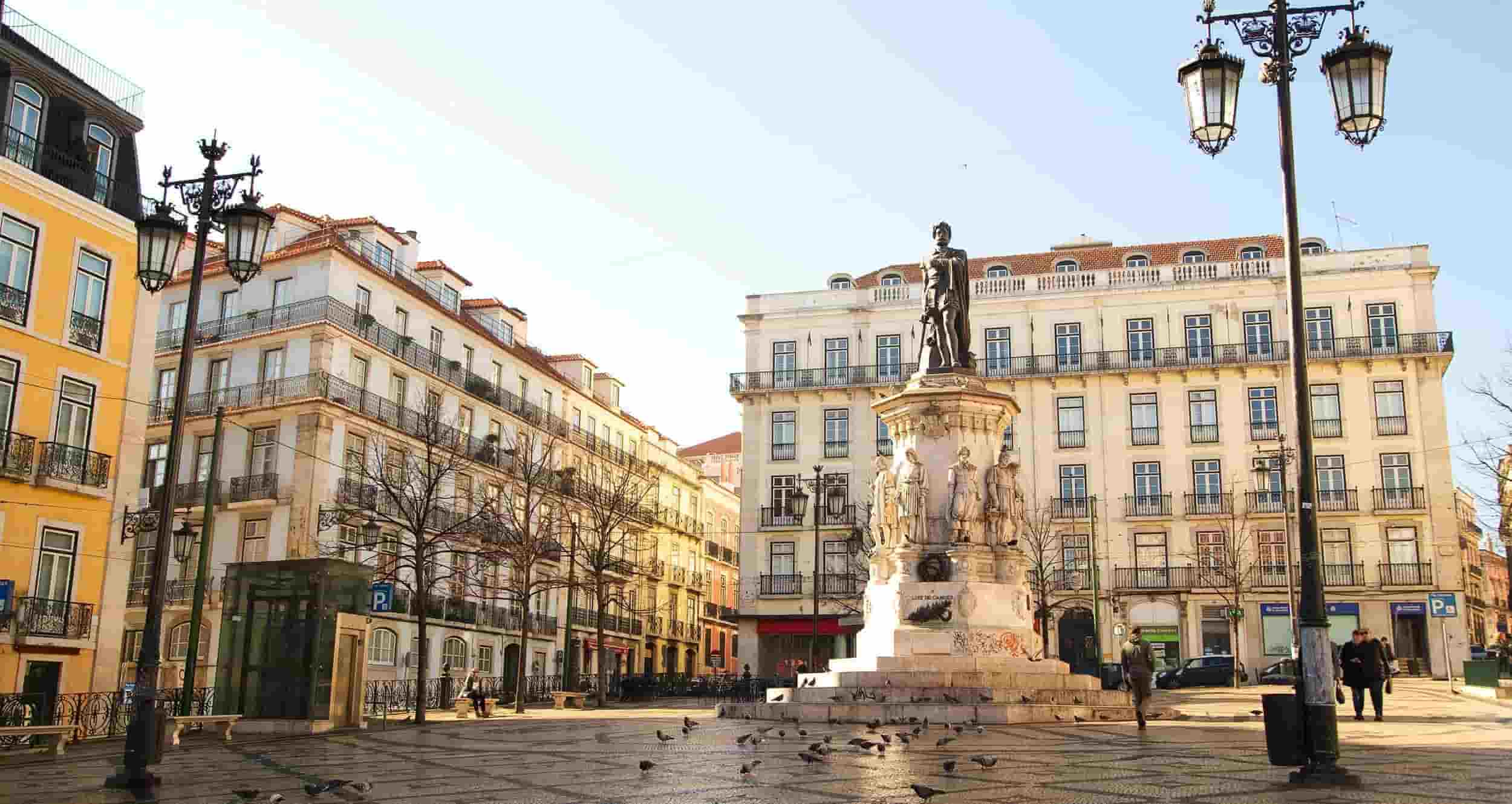 Chiado and Baixa square in Lisbon